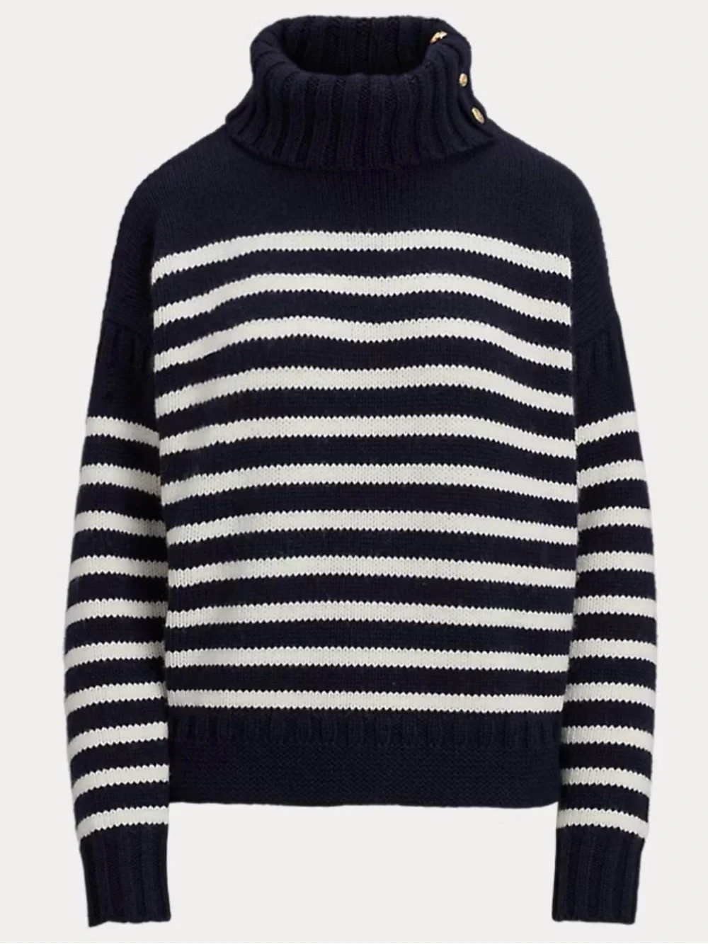 Lauren Ralph Lauren Striped Wool-Blend Turtleneck Sweater MSRP $245